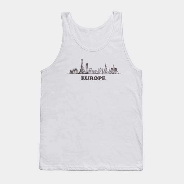 Europe sketch Tank Top by Mako Design 